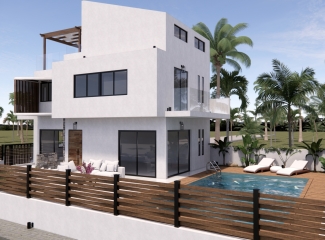 3D Ανέγερση δύο διώροφων κατοικιών με πισίνα